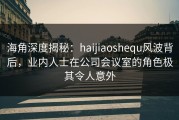 海角深度揭秘：haijiaoshequ风波背后，业内人士在公司会议室的角色极其令人意外