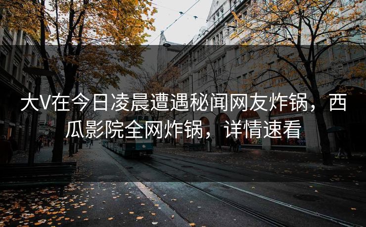 大V在今日凌晨遭遇秘闻网友炸锅,西瓜影院全网炸锅,详情速看 大V在今日凌晨遭遇秘闻网友炸锅,西瓜影院全网炸锅,详情速看