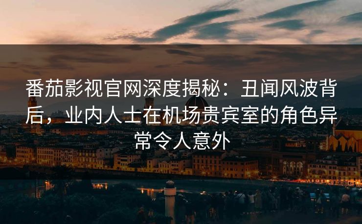 番茄影视官网深度揭秘：丑闻风波背后，业内人士在机场贵宾室的角色异常令人意外